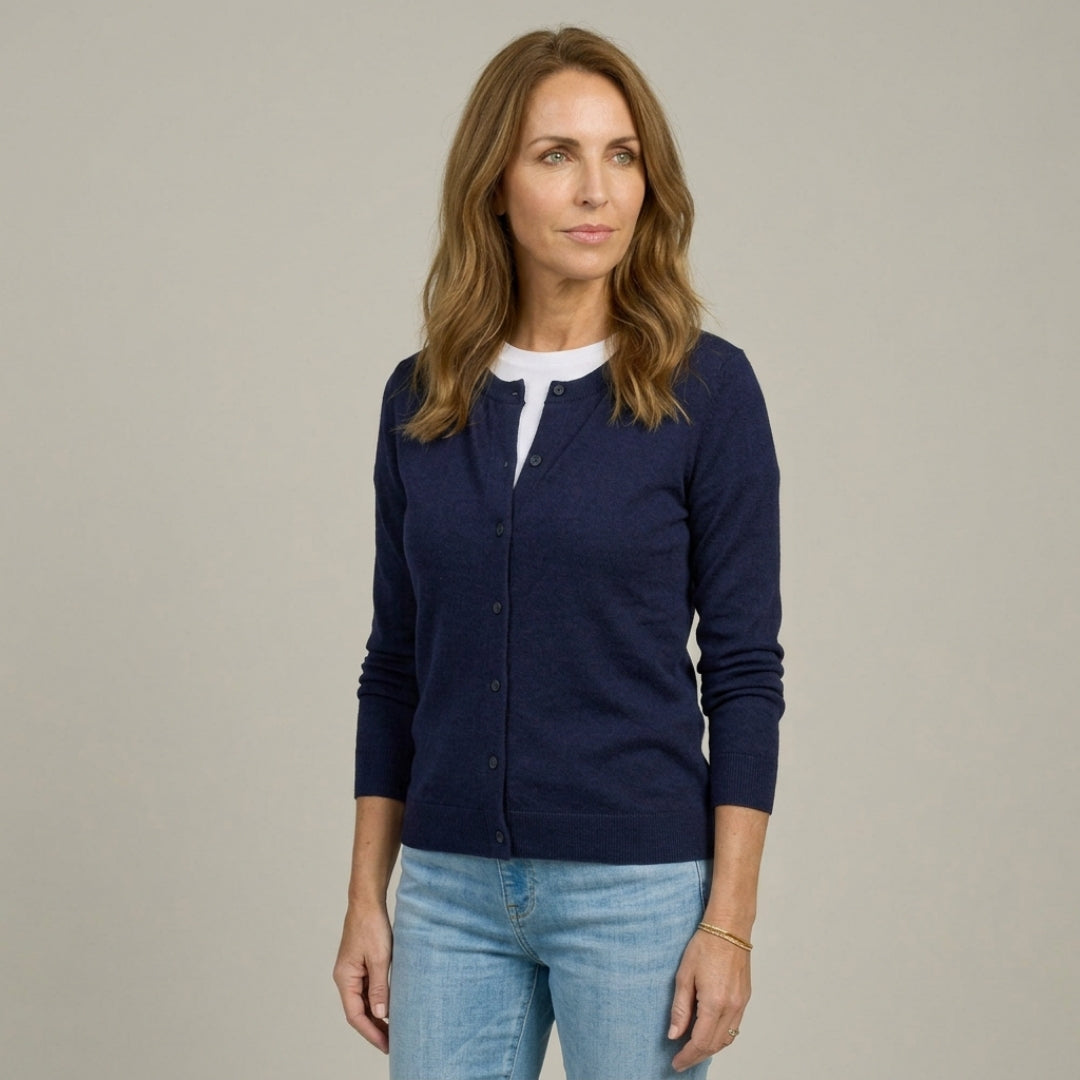 Women's Navy Adaptive Magnetic Front Knit Cardigan Sweater