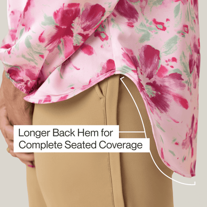 Pink Floral Everyday Magnetic Button Blouse for Women