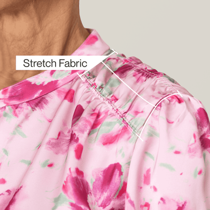 Pink Floral Everyday Magnetic Button Blouse for Women