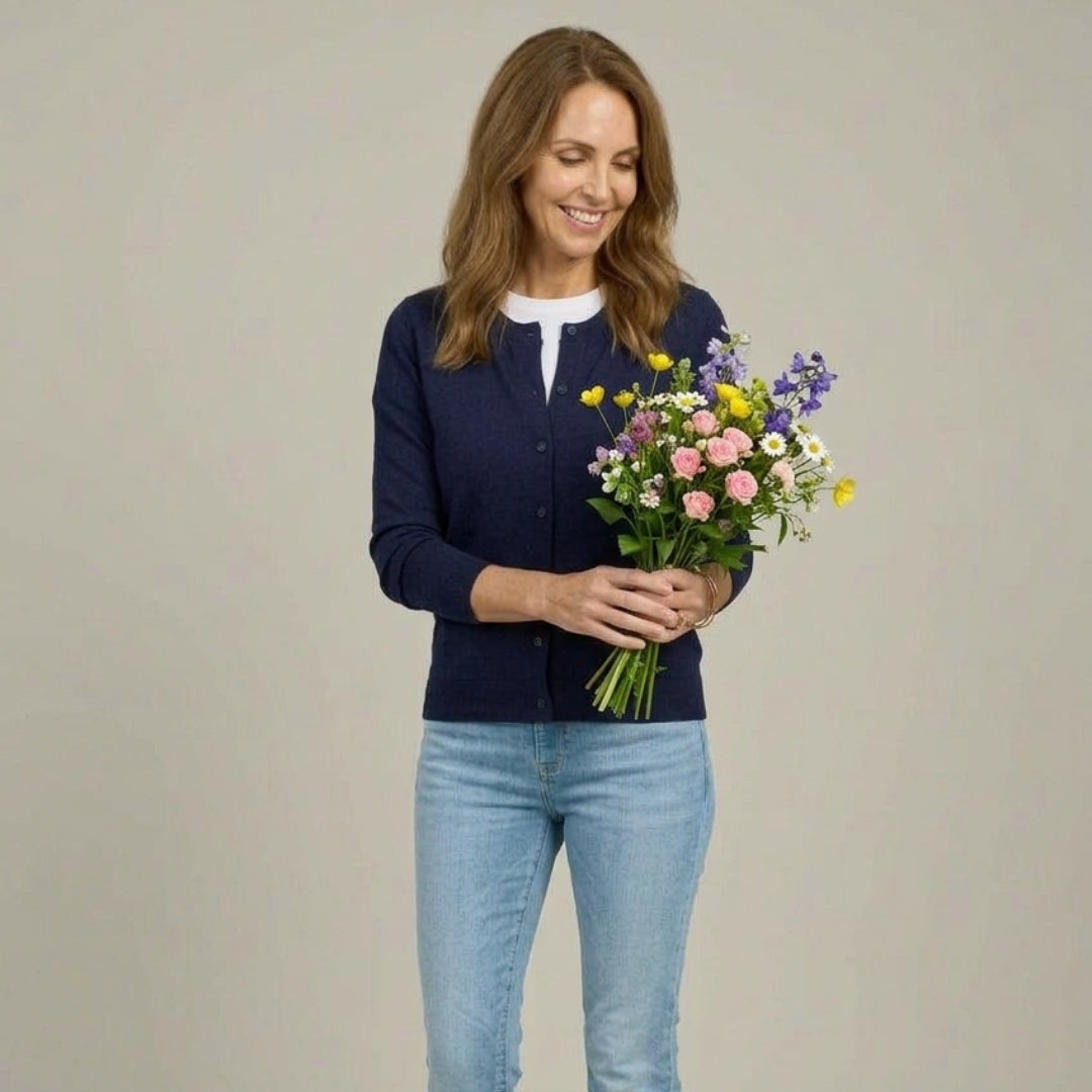 Women's Navy Adaptive Magnetic Front Knit Cardigan Sweater