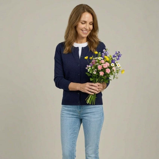 Women's Navy Adaptive Magnetic Front Knit Cardigan Sweater