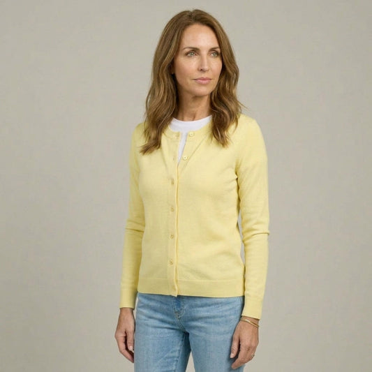 Women's Yellow Adaptive Magnetic Front Knit Cardigan Sweater
