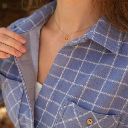 Women’s Adaptive Blue and White Flannel Shirt with Magnetic Closures