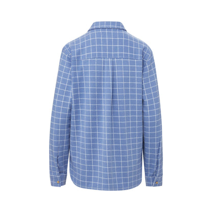Women’s Adaptive Blue and White Flannel Shirt with Magnetic Closures