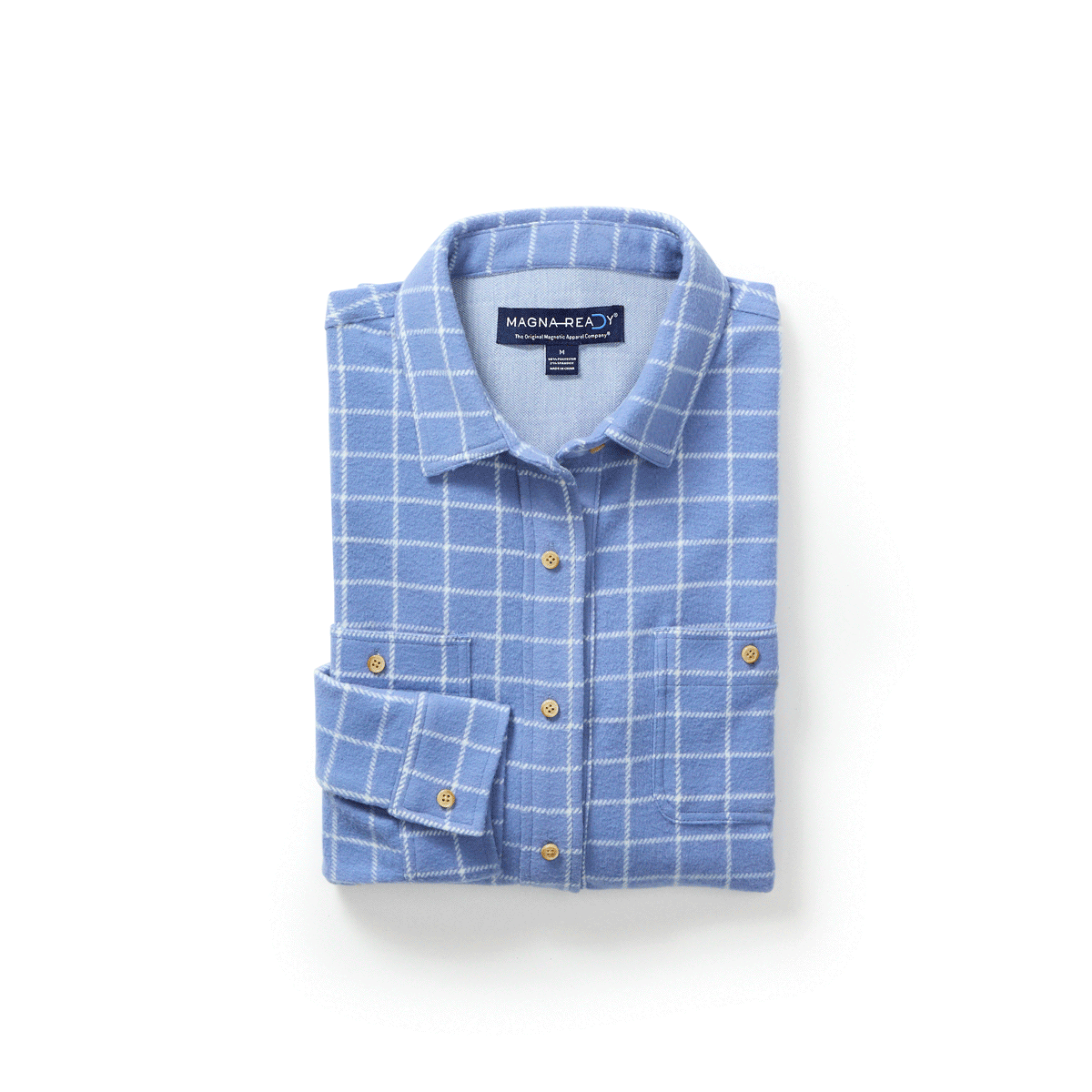 Women’s Adaptive Blue and White Flannel Shirt with Magnetic Closures