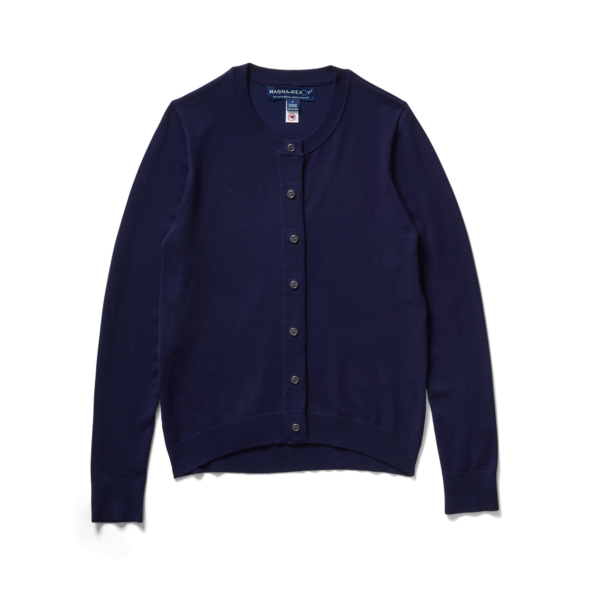 Women's Navy Adaptive Magnetic Front Knit Cardigan Sweater