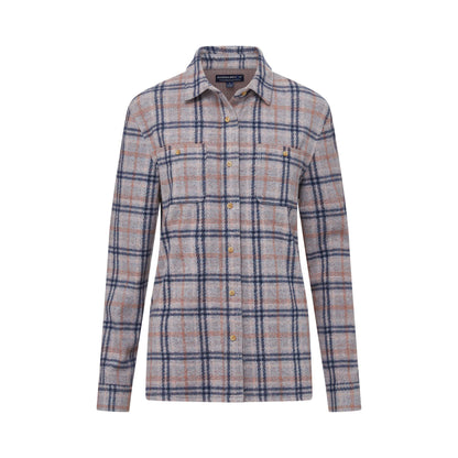 Women’s Adaptive Navy and Grey Flannel Shirt with Magnetic Closures