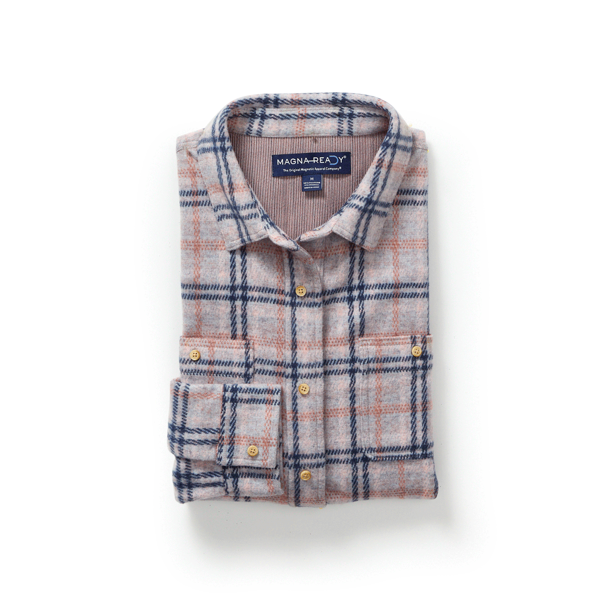 Women’s Adaptive Navy and Grey Flannel Shirt with Magnetic Closures