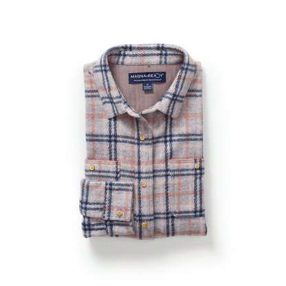 Women’s Adaptive Navy and Grey Flannel Shirt with Magnetic Closures