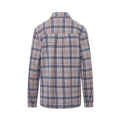Women’s Adaptive Navy and Grey Flannel Shirt with Magnetic Closures