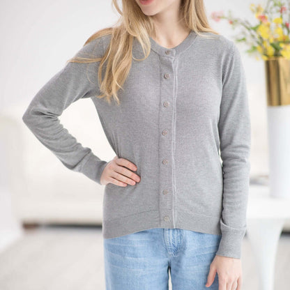 Women's Grey Adaptive Magnetic Front Knit Cardigan Sweater