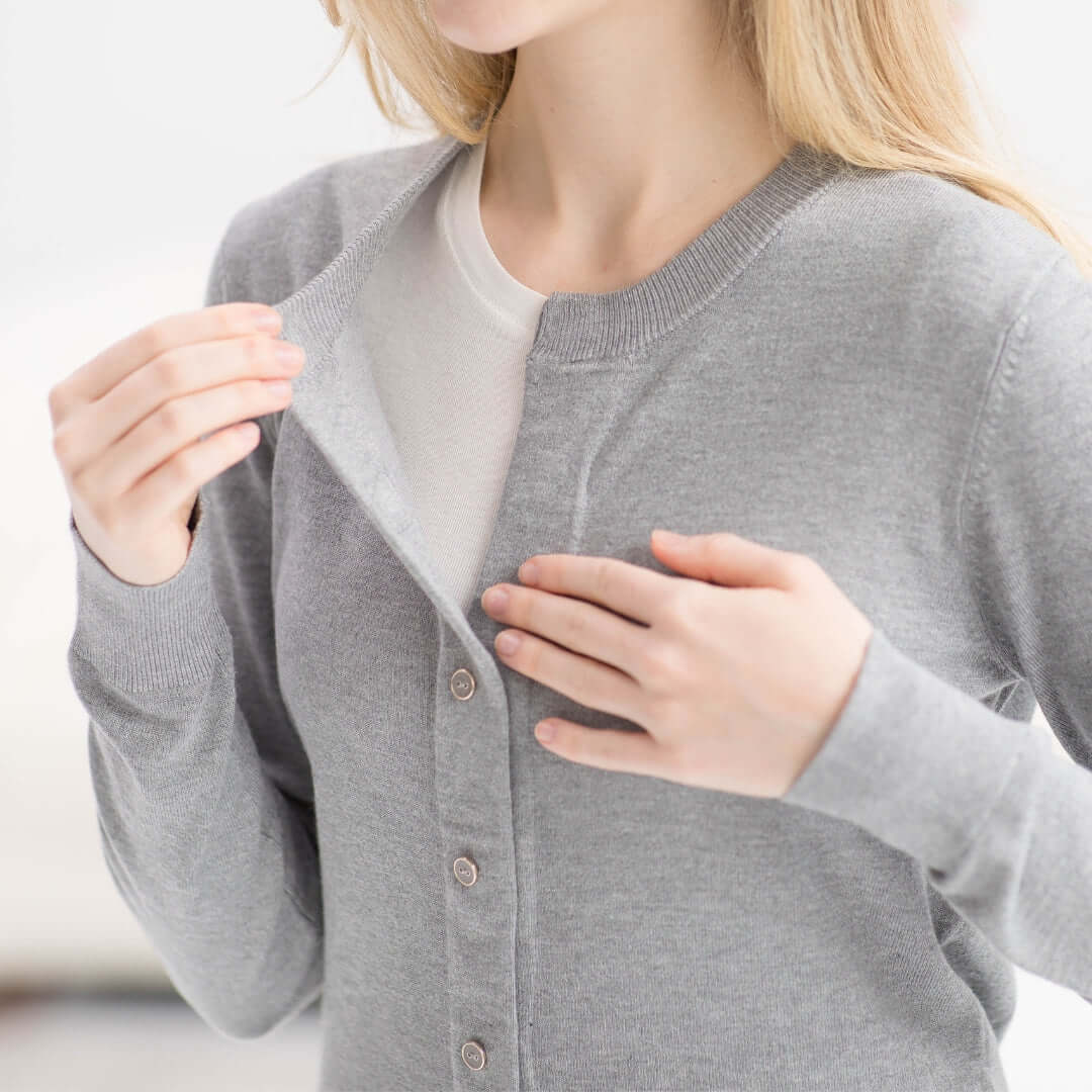Women's Grey Adaptive Magnetic Front Knit Cardigan Sweater