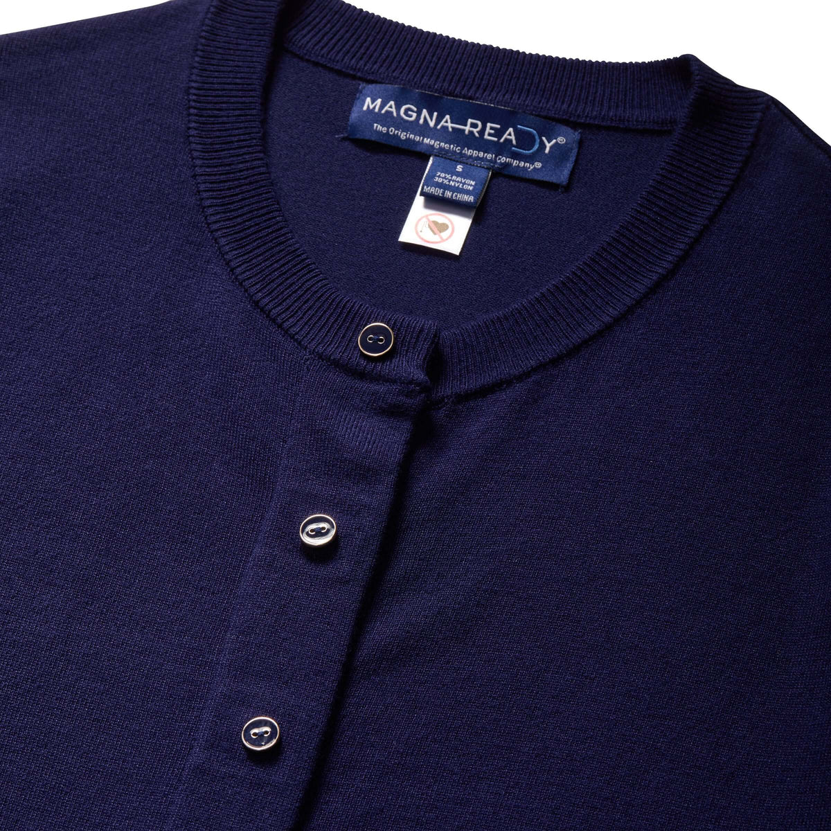 Women's Navy Adaptive Magnetic Front Knit Cardigan Sweater
