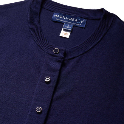 Women's Navy Adaptive Magnetic Front Knit Cardigan Sweater
