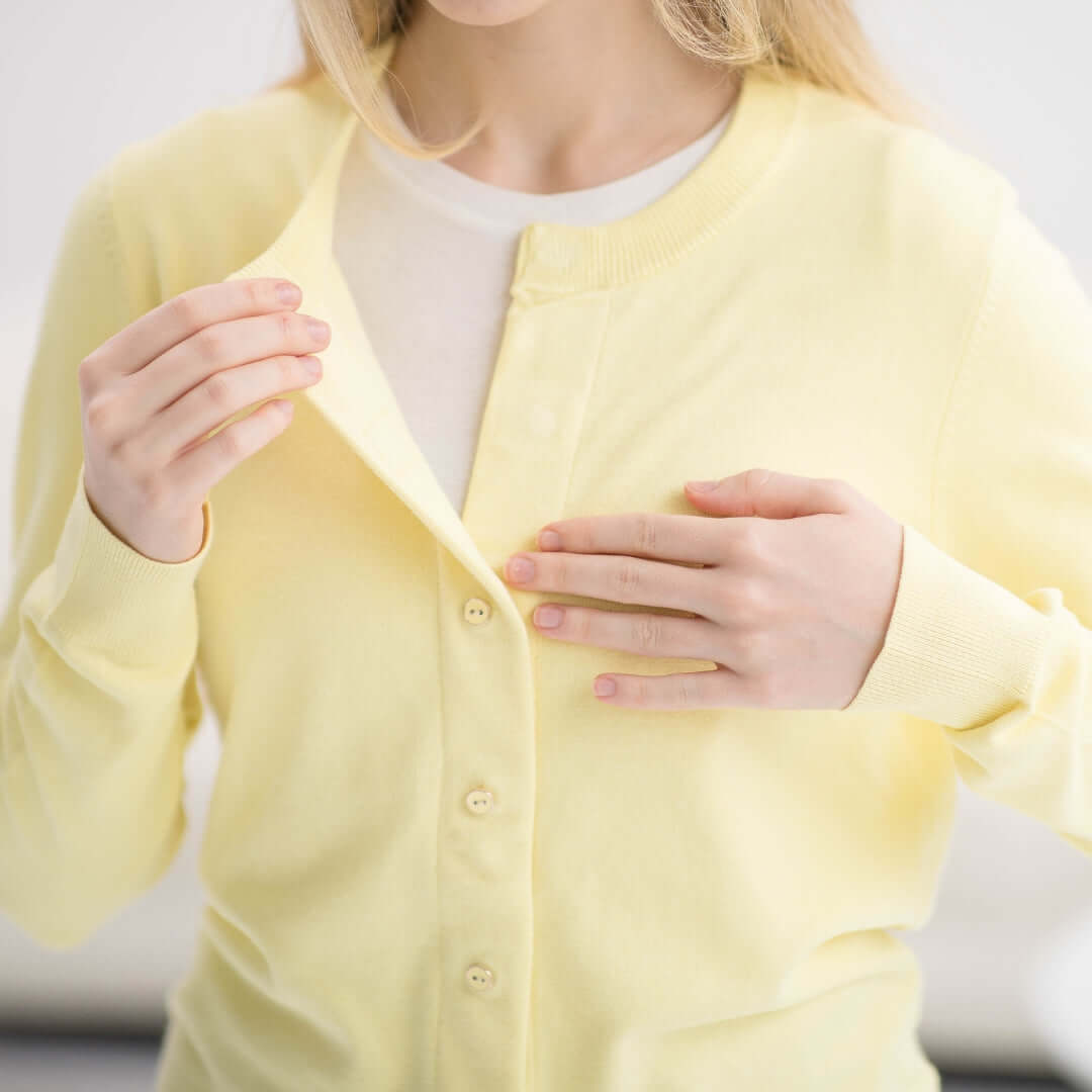 Women's Yellow Adaptive Magnetic Front Knit Cardigan Sweater