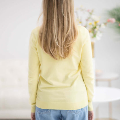 Women's Yellow Adaptive Magnetic Front Knit Cardigan Sweater